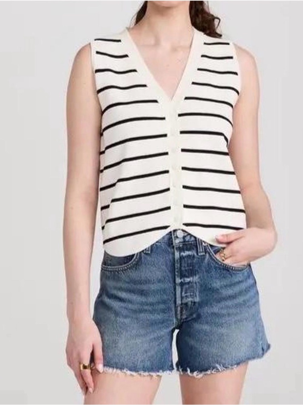 Zara Striped Button-Front Sweater Vest, Size M